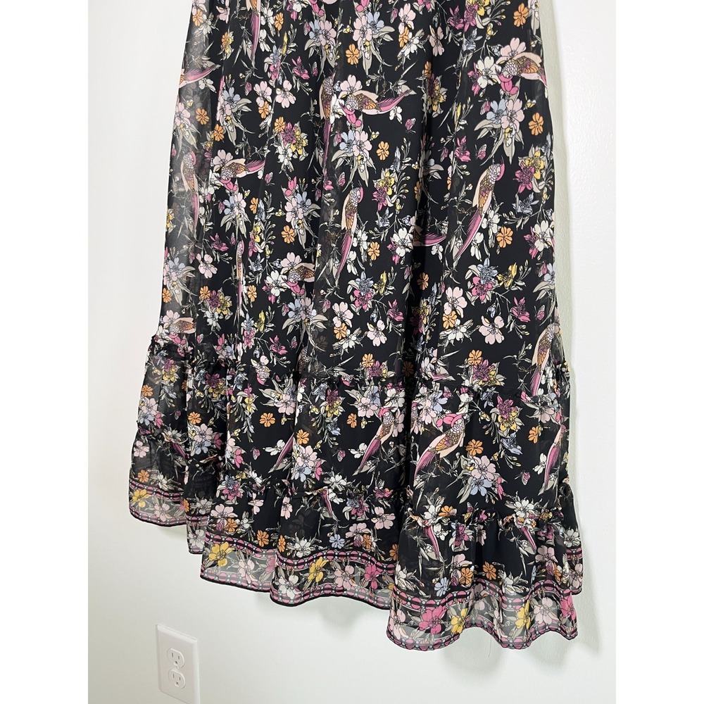Max Studio Floral Birds Womens S Maxi Skirt Black Forest Fairy Cottage Boho - Picture 2 of 9